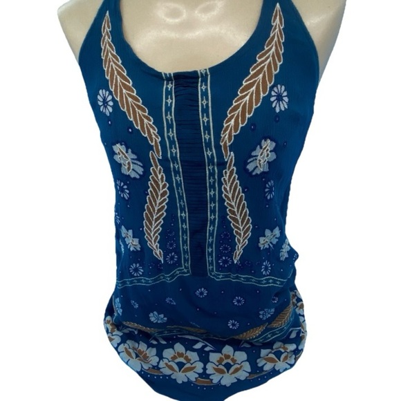 O’neil Blue Floral Halter Top Size XS - Picture 2 of 9